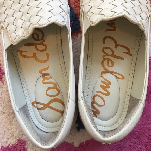 Sam Edelman Eda White Woven Leather Platform Slip Ons, size 10 - Picture 7 of 11